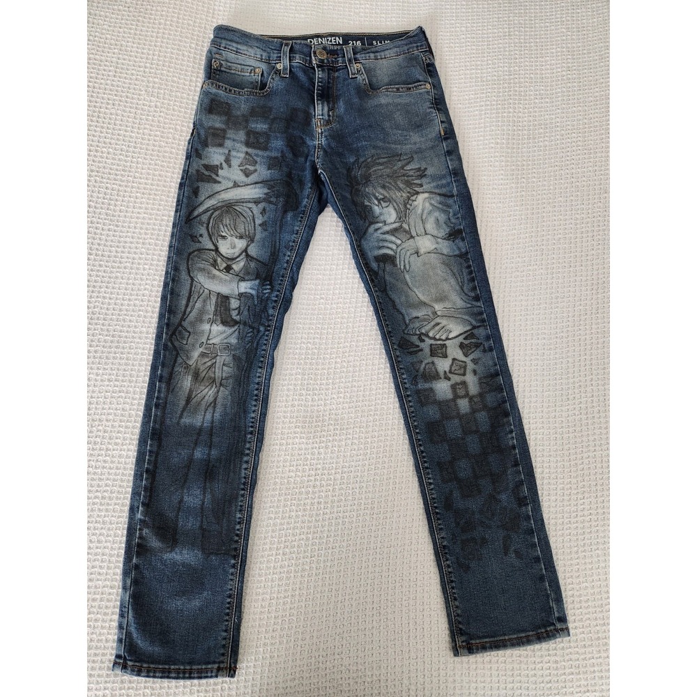 Death Note Custom Jeans 28x30 L Light Yagami Handmade Denizen Levis Anime Skinny